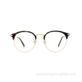 Gold Metal And Acet Eyeglass Frame Blue Light Optical Acetate Combine Metal Glasses